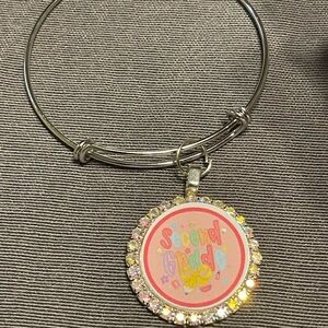 Silver Bracelet with Colorful Charm